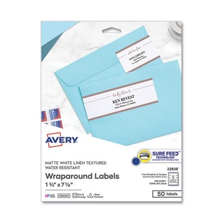 Avery Rectangle Labels, Inkjet/laser Printers, 7.85 X 1.75, Textured White, 10PK 22838